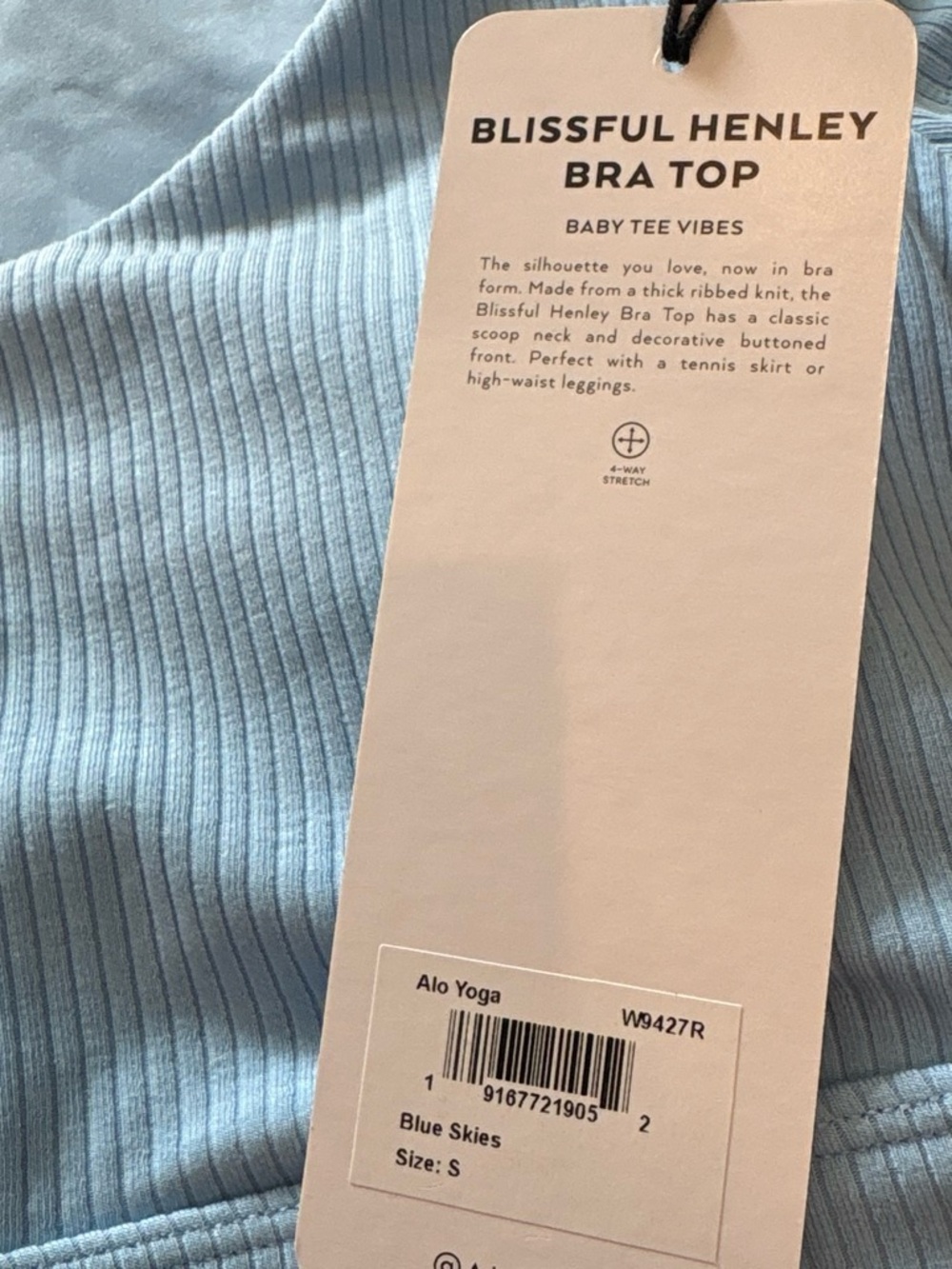 ALO Yoga Ribbed Cropped Top & High-Waist Leggings Set in Light Blue - Picture 3 of 6